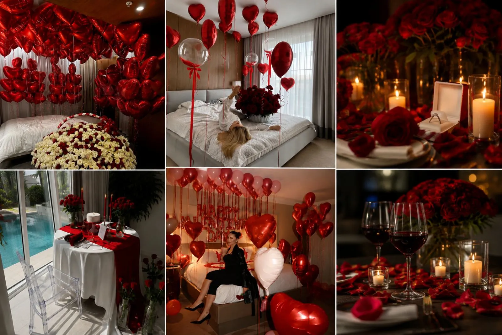Romantic proposal of hand and heart in a hotel room